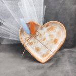 Μπομπονιέρα Καρδιά Κεραμική με Τούλι & Διακόσμηση