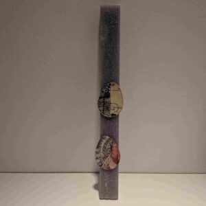 Χειροποίητη πασχαλινή λαμπάδα με διακοσμητικά ξύλινα αυγά